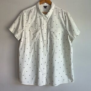 Eddie Bauer Teepee‎ Print Short Sleeve Button Up Shirt Size 2XL Hiking Outdoors